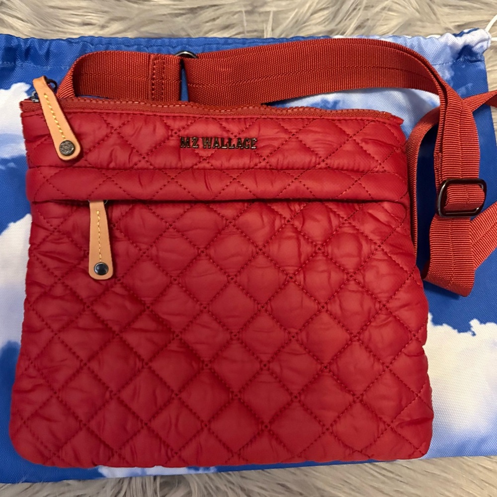 🇺🇸SALE! MZ Wallace Flat Metro Crossbody in Red with Adjustable Strap